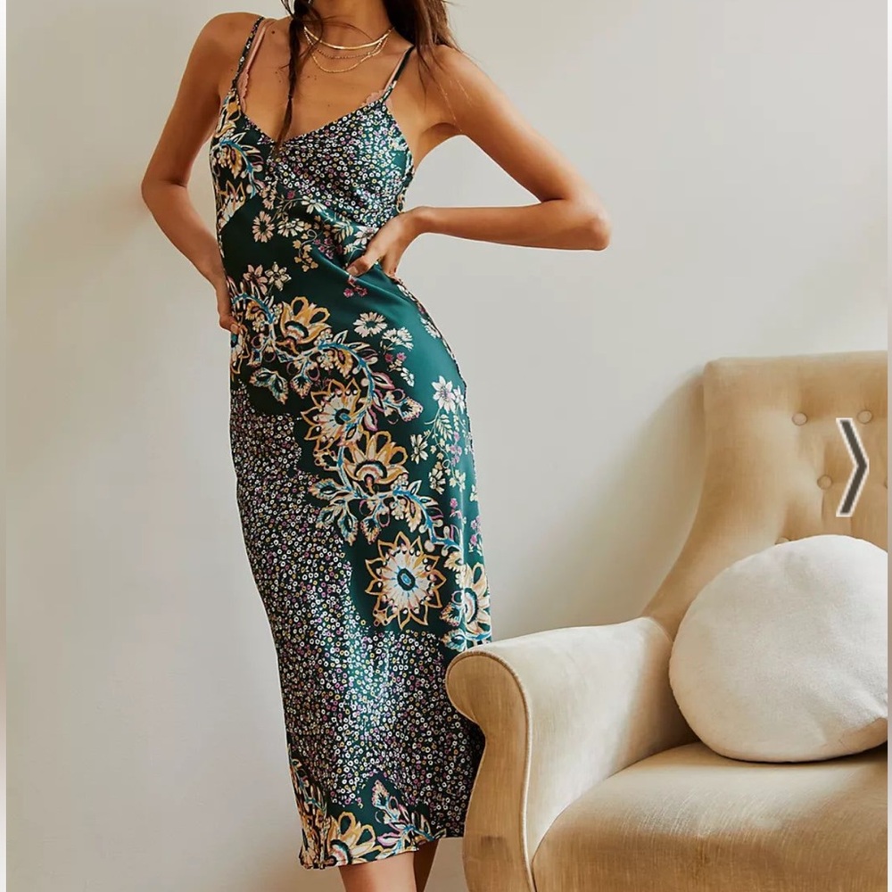 Free People Your Better Side Floral Midi Slipdress